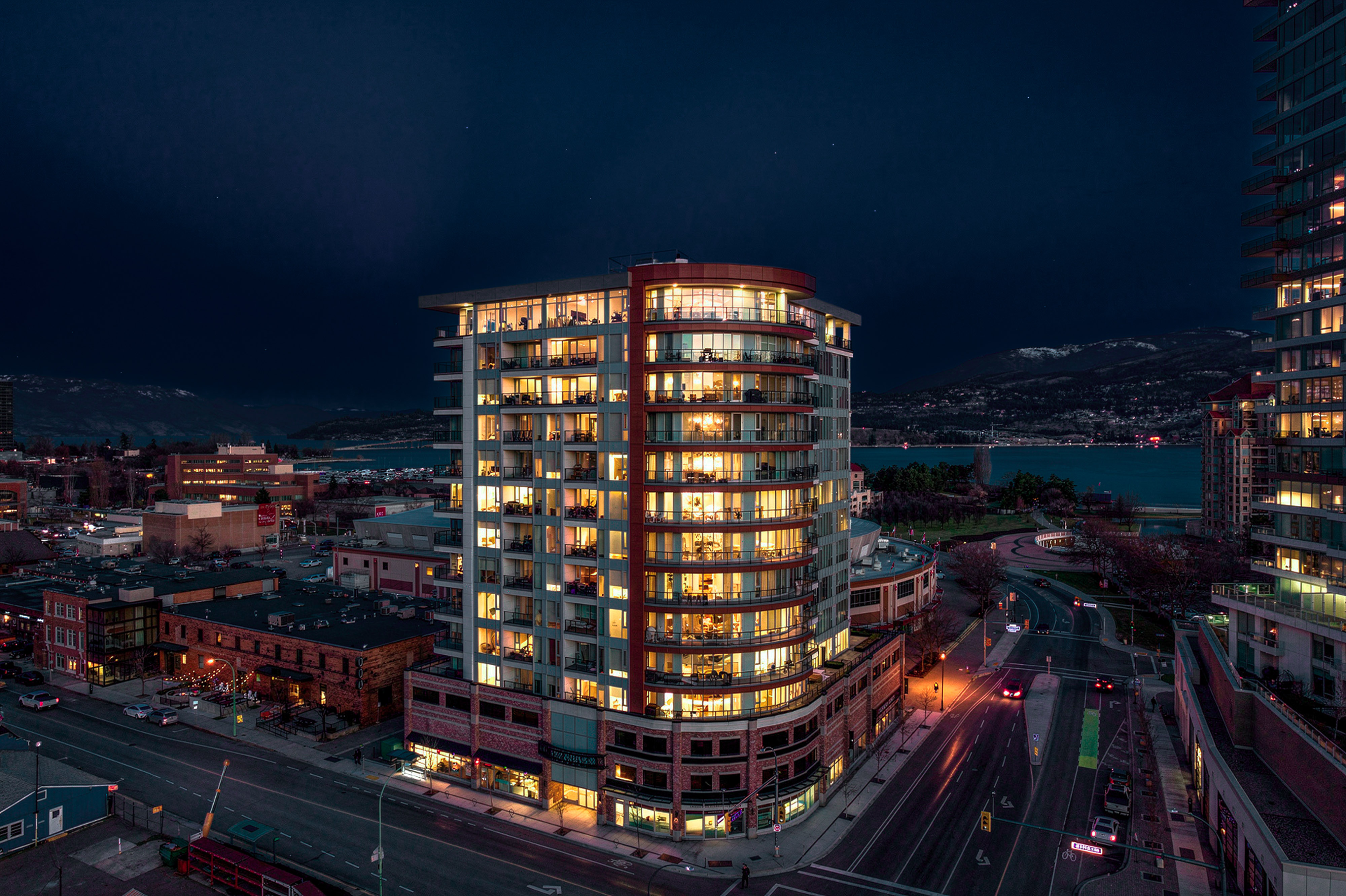 Ellis Parc lit up at night