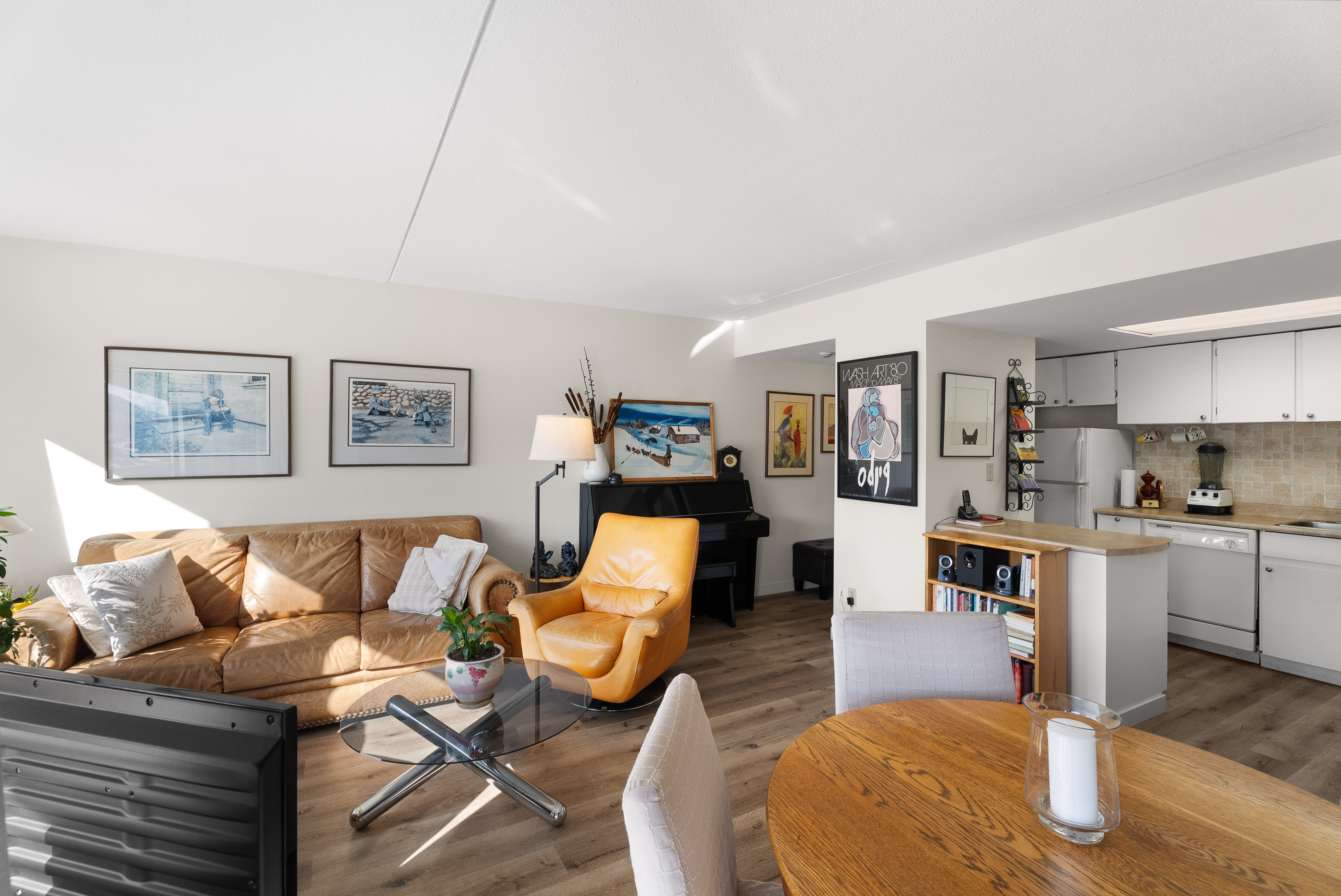 Living and dining with hardwood floors