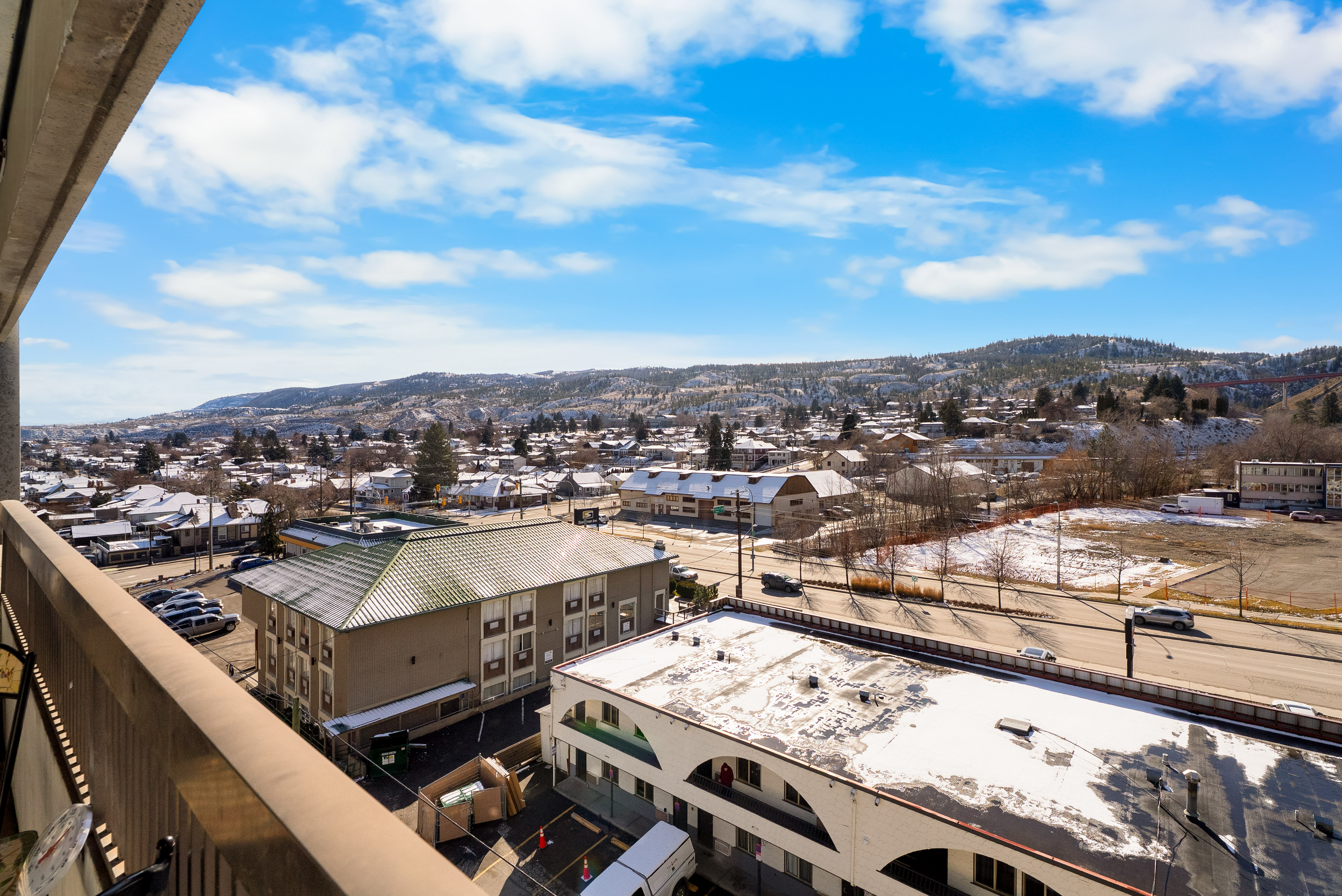 South-facing view from the unit toward the river and downtown